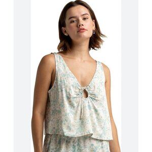 RVCA Tide Up Floral Peep Hole Loose Light Flowy Babydoll Tank Top Size Small
